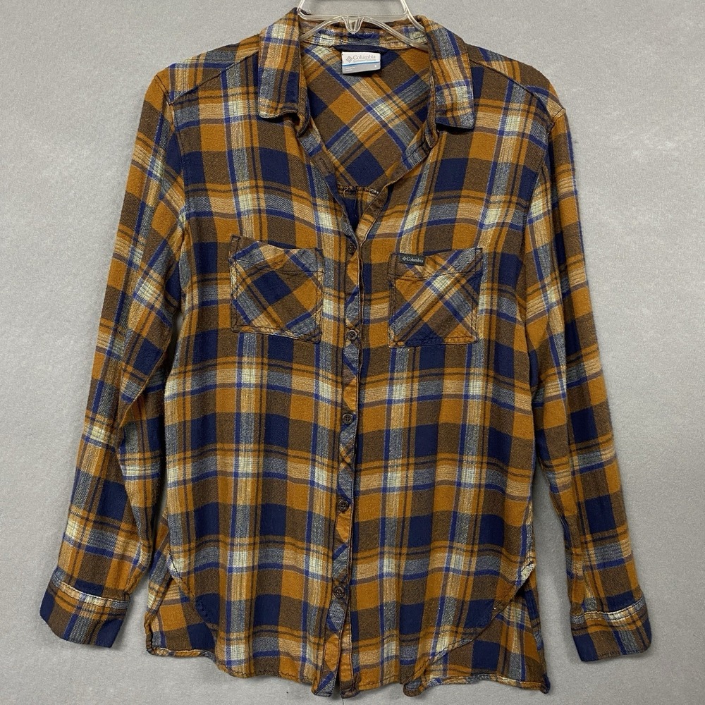 Columbia Women Small Button Up Flannel Shirt Multicolor Plaid Cabincore Soft